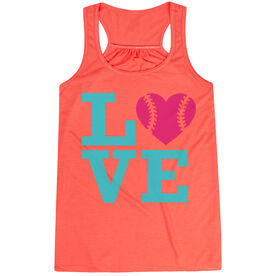 Softball Flowy Racerback Tank Top - LOVE Softball Pink Teal