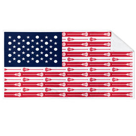 Guys Lacrosse Premium Beach Towel - Patriotic Lacrosse