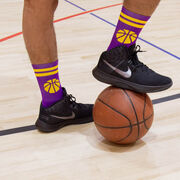 Basketball Woven Mid-Calf Socks - Ball (Purple/Gold)