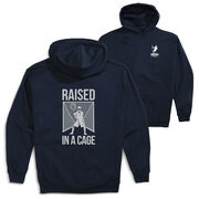 Guys Lacrosse Hooded Sweatshirt - Raised In The Cage (Back Design)
