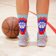 Basketball Woven Mid-Calf Socks - Aztec (Blue/Green)