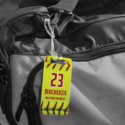 Softball Bag/Luggage Tag - Personalized Big Number with Softball Stitches