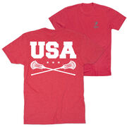 Guys Lacrosse Short Sleeve T-Shirt - USA (Back Design)
