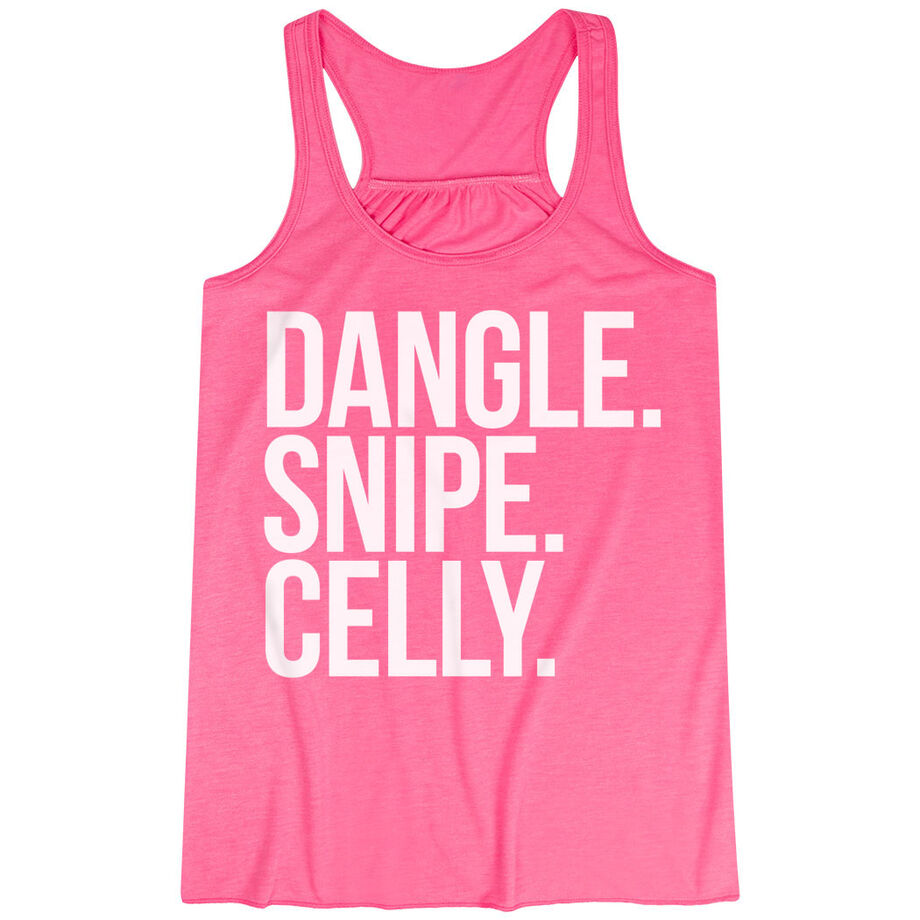 Hockey Flowy Racerback Tank Top - Dangle Snipe Celly Words