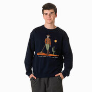 Guys Lacrosse Crewneck Sweatshirt - Slingin Heat In The High Noon