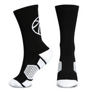 Basketball Woven Mid-Calf Socks - Ball Silhouette (Black/White)