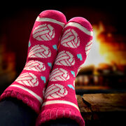 Volleyball Slipper Socks with Sherpa Lining