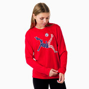 Soccer Long Sleeve Performance Tee - Girls Soccer Stars and Stripes Player