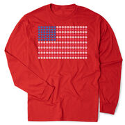 Baseball Tshirt Long Sleeve - Patriotic Baseball 