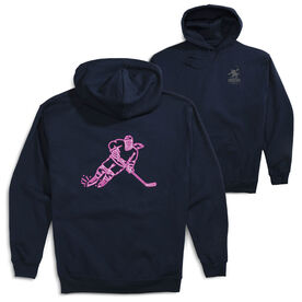 Hockey Hooded Sweatshirt - Neon Hockey Girl (Back Design)