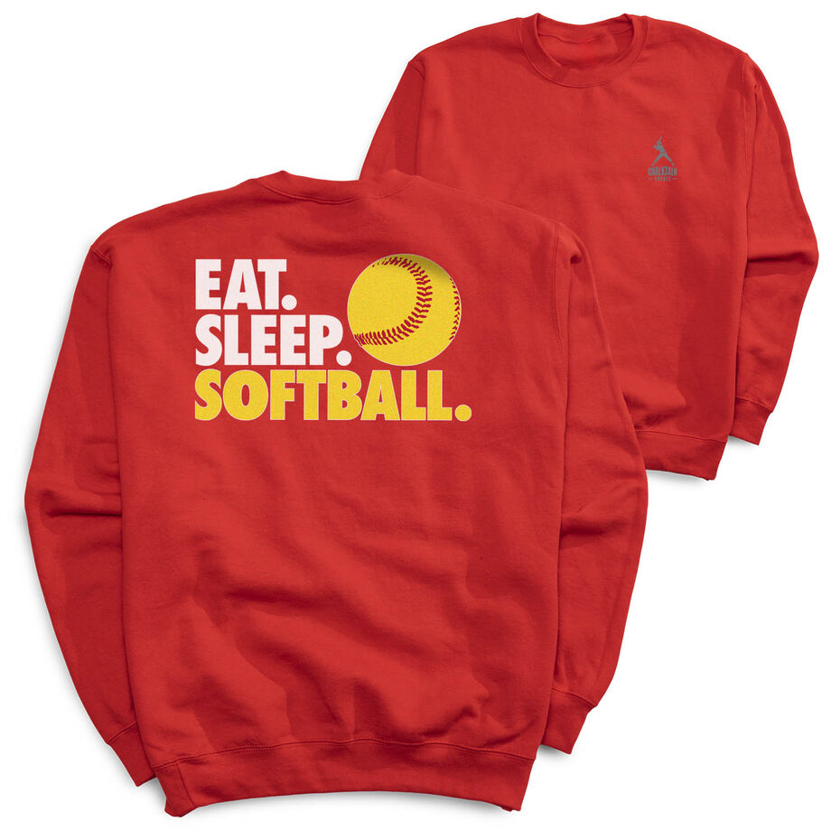 Softball Crewneck Sweatshirt - Eat Sleep Softball (Back Design)