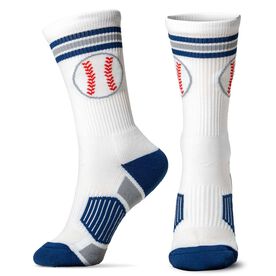 Baseball Woven Mid-Calf Socks - Blue Striped