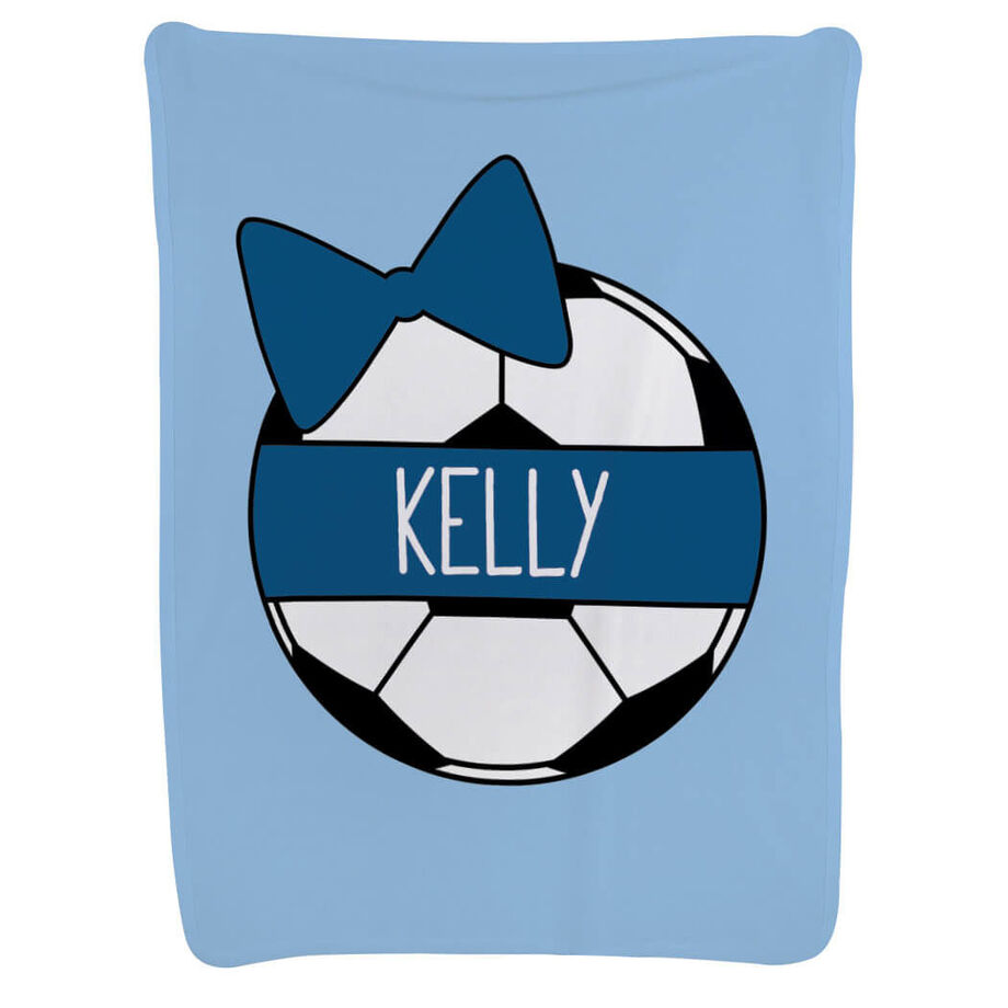 Soccer Baby Blanket - Personalized Soccer Ball Bow - Personalization Image