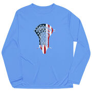 Guys Lacrosse Long Sleeve Performance Tee - Patriotic Stick