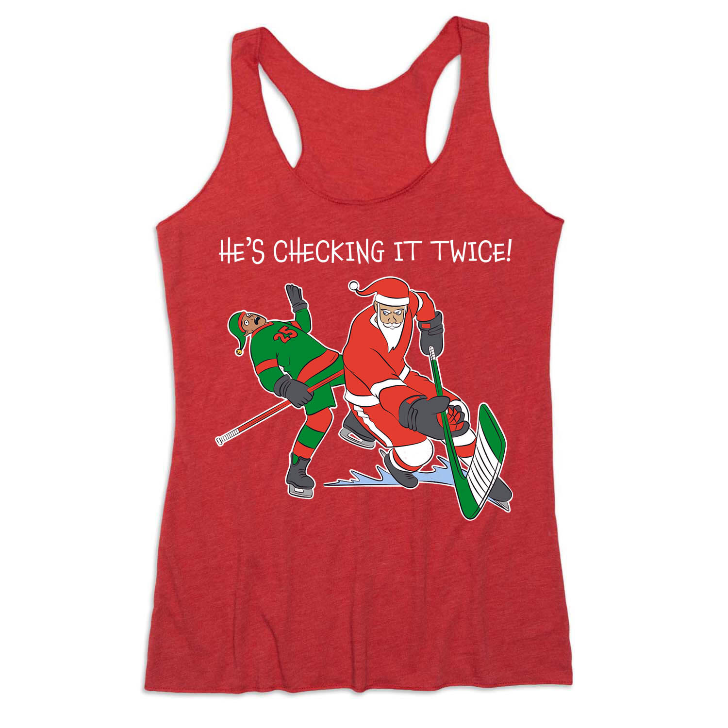 Hockey Short Sleeve T-Shirt - He's Checking It Twice