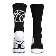 Basketball Woven Mid-Calf Socks - Ball Silhouette (Black/White)