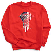 Guys Lacrosse Crewneck Sweatshirt - Patriotic Stick