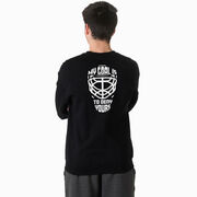 Hockey Crewneck Sweatshirt - My Goal is to Deny Yours Goalie Mask (Back Design)