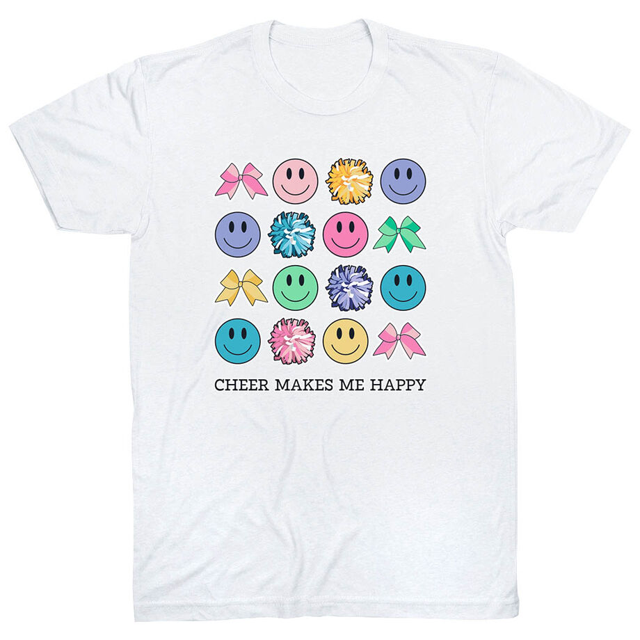 Cheerleading Short Sleeve T-Shirt - Cheer Makes Me Happy