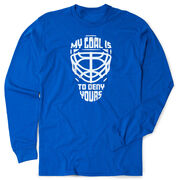 Hockey Tshirt Long Sleeve - My Goal Is To Deny Yours Goalie Mask