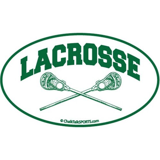 Lacrosse Crossed Sticks Oval Car Magnet (Green)