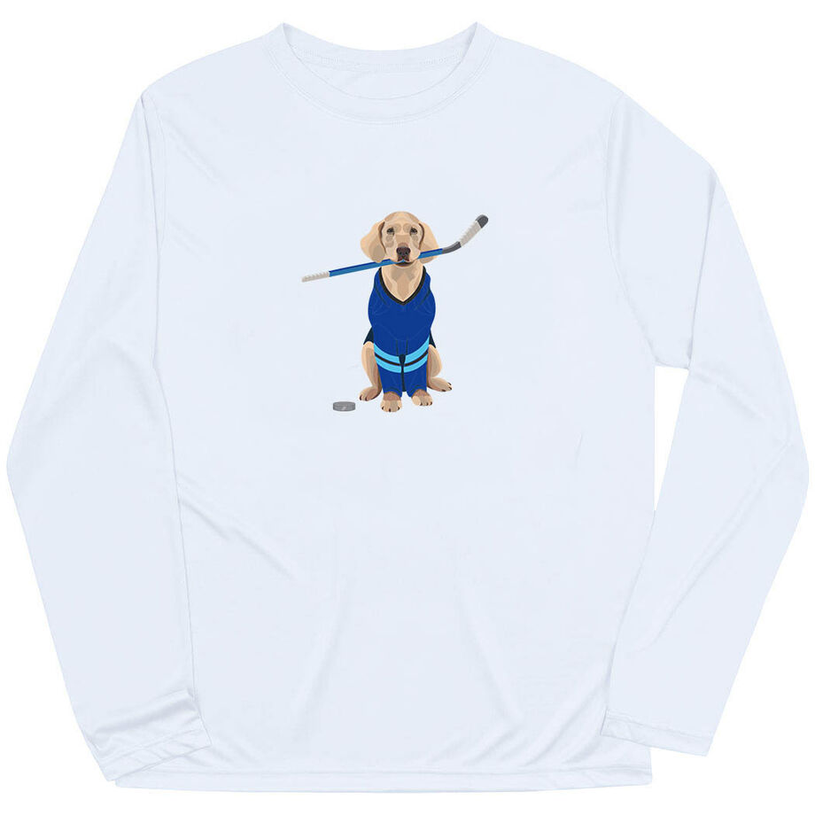 Hockey Long Sleeve Performance Tee - Puck The Hockey Dog