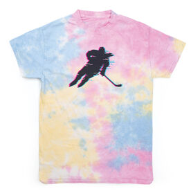 Hockey T-Shirt Short Sleeve - Hockey Girl Glitch Tie Dye