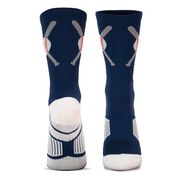 Baseball Woven Mid-Calf Socks - Crossed Bats Blue