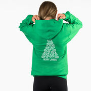 Girls Lacrosse Hooded Sweatshirt - Merry Laxmas Tree (Back Design) 