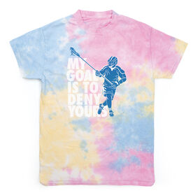 Guys Lacrosse Short Sleeve T-Shirt - My Goal Is To Deny Yours Defenseman Tie Dye