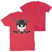 Hockey Short Sleeve Tee - Hockey Helmet Skull (Back Design)
