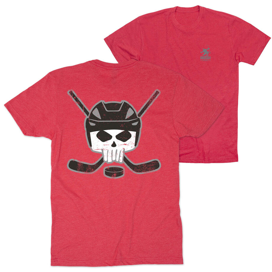Hockey Short Sleeve Tee - Hockey Helmet Skull (Back Design)