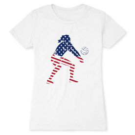 Volleyball Women's Everyday Tee - Volleyball Stars and Stripes Player