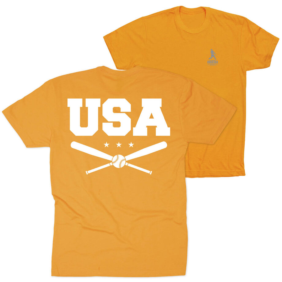 Baseball Short Sleeve T-Shirt - USA (Back Design)