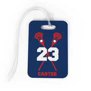 Guys Lacrosse Bag/Luggage Tag - Personalized Guys Crossed Sticks