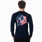 Guys Lacrosse Tshirt Long Sleeve - Lacrosse Eagle (Back Design)