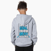 Hockey Hooded Sweatshirt - My Goal Is To Deny Yours (Blue/Black)(Back Design)