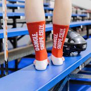 Hockey Woven Mid-Calf Socks - Dangle. Snipe. Celly.