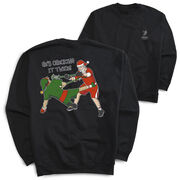 Guys Lacrosse Crewneck Sweatshirt - Checking It Twice Lacrosse (Back Design)
