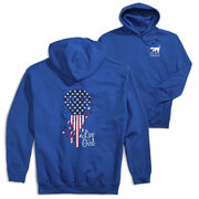 Girls Lacrosse Hooded Sweatshirt - Patriotic Lax Girl (Back Design)