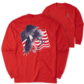 Guys Lacrosse Tshirt Long Sleeve - Lacrosse Eagle (Back Design)