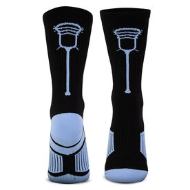 Guys Lacrosse Woven Mid-Calf Socks - Single Stick (Black/Carolina Blue)