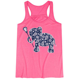 Girls Lacrosse Flowy Racerback Tank Top - Lax Elephant
