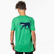 Baseball Short Sleeve T-Shirt - Navy Baseball Dog (Back Design)