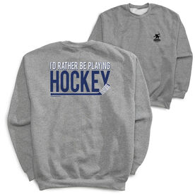 Hockey Short Sleeve T-Shirt - I'd Rather Be Playing Hockey (Back Design) | Gray, AL, Unisex | ChalkTalkSPORTS