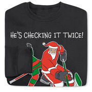 Hockey Crewneck Sweatshirt - He's Checking It Twice