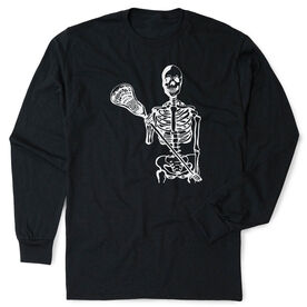 Guys Lacrosse Tshirt Long Sleeve - Skeleton (White)