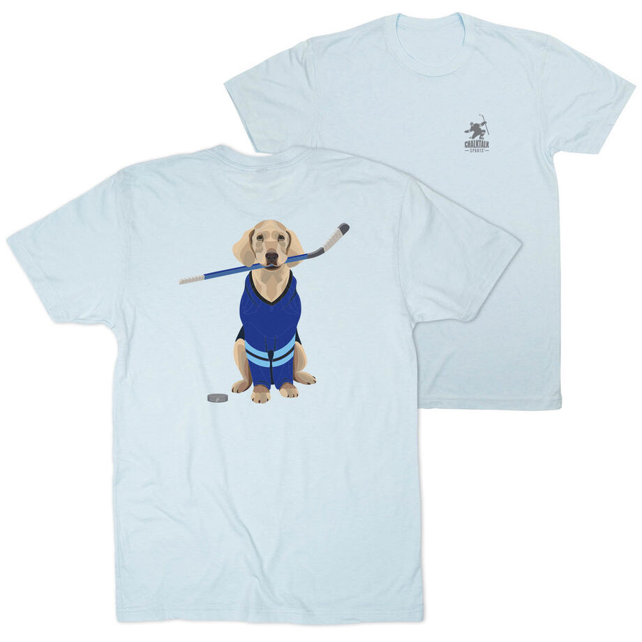 Hockey Short Sleeve T-Shirt - Puck The Hockey Dog (Back Design)
