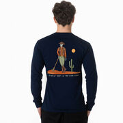 Guys Lacrosse Tshirt Long Sleeve - Slingin Heat In The High Noon (Back Design)