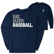 Baseball Tshirt Long Sleeve - Eat. Sleep. Baseball Bold Text (Back Design)